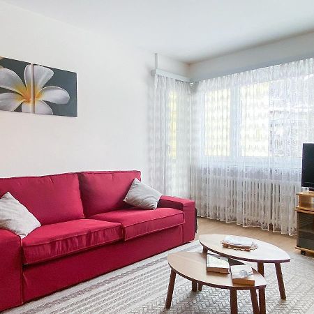 Zentrale Wohnung in St. Moritz mit großem Balkon Exterior foto
