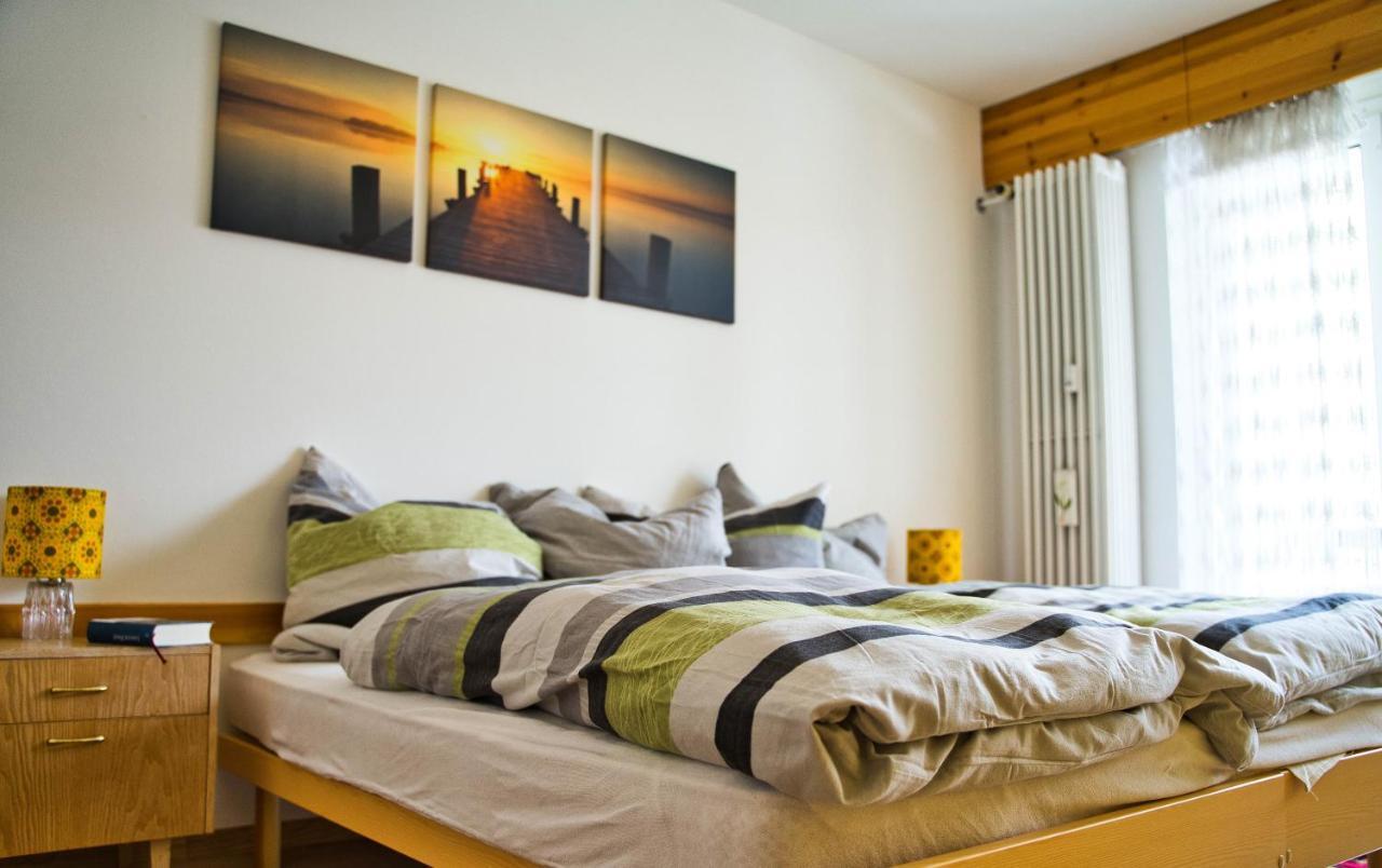 Zentrale Wohnung in St. Moritz mit großem Balkon Exterior foto